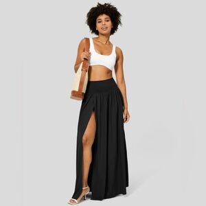 Black Maxi Skirt with high slit & built-in shorts (NWT)
